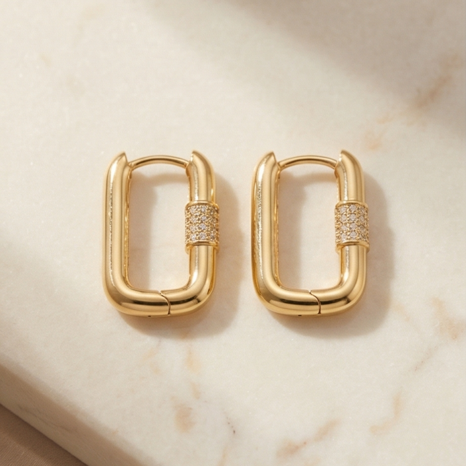 22 AYAR ÖZEL ÜRETİM DİKDÖRTGEN MODEL KÜPE