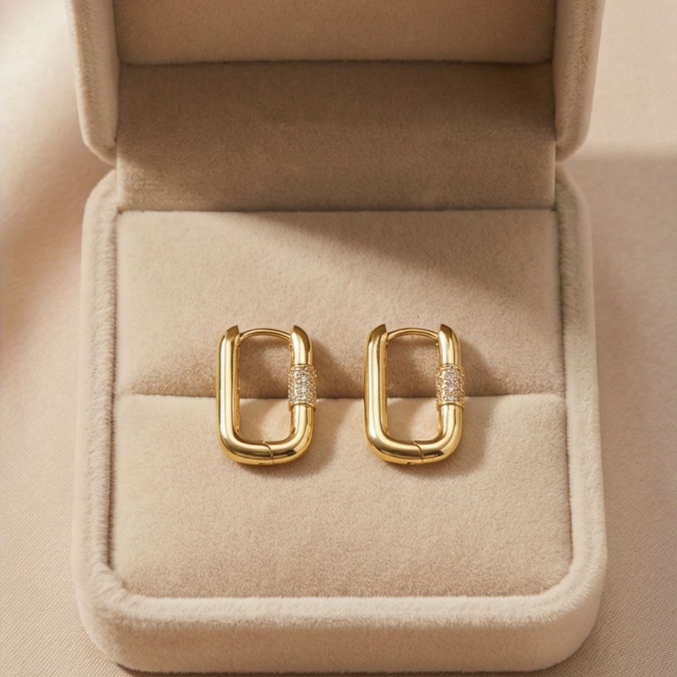 22 AYAR ÖZEL ÜRETİM DİKDÖRTGEN MODEL KÜPE