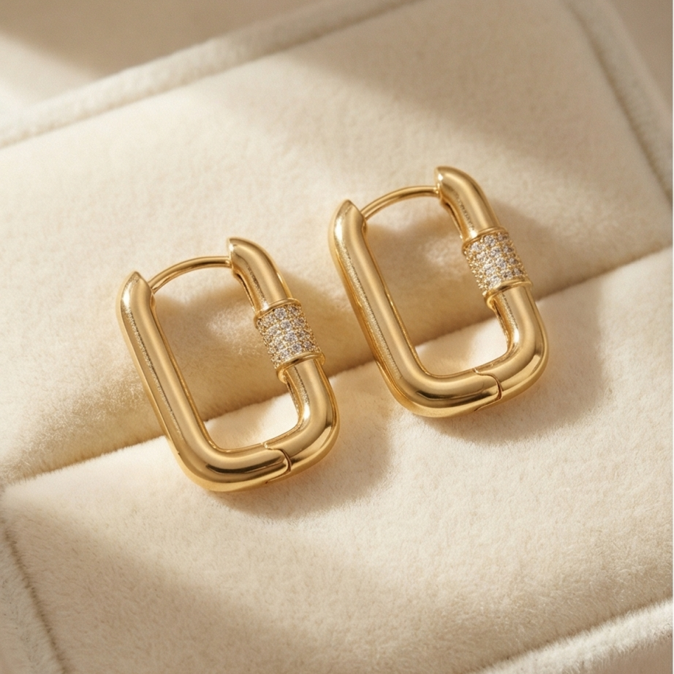 22 AYAR ÖZEL ÜRETİM DİKDÖRTGEN MODEL KÜPE