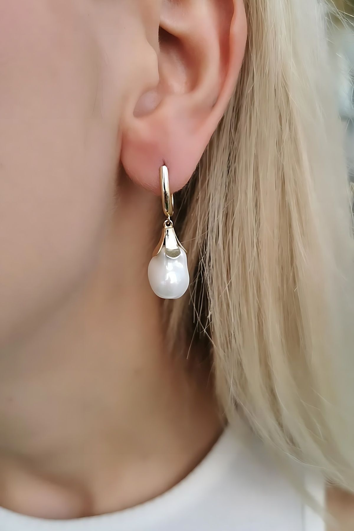 14 AYAR BAROK İNCİLİ ÖZEL TASARIM ALTIN KÜPE