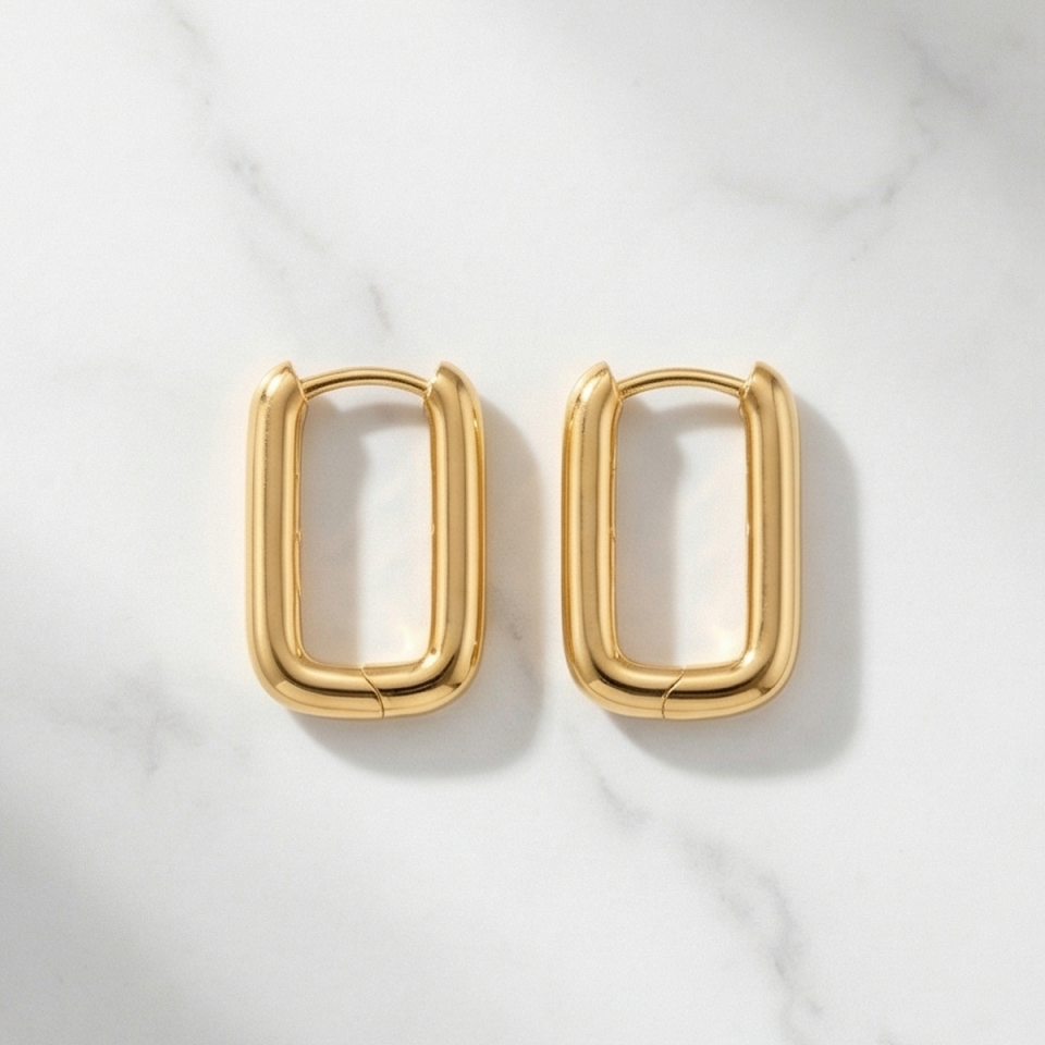 22 AYAR ÖZEL ÜRETİM DİKDÖRTGEN MODEL ALTIN KÜPE