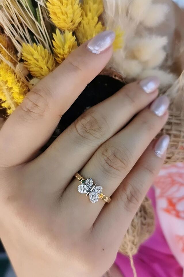 14 Ayar İtalyan Tasarım Kelebek Yüzük 16