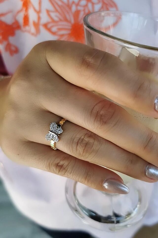 14 Ayar İtalyan Tasarım Kelebek Yüzük 18