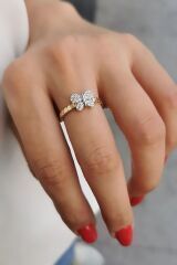 14 Ayar İtalyan Tasarım Kelebek Yüzük 18