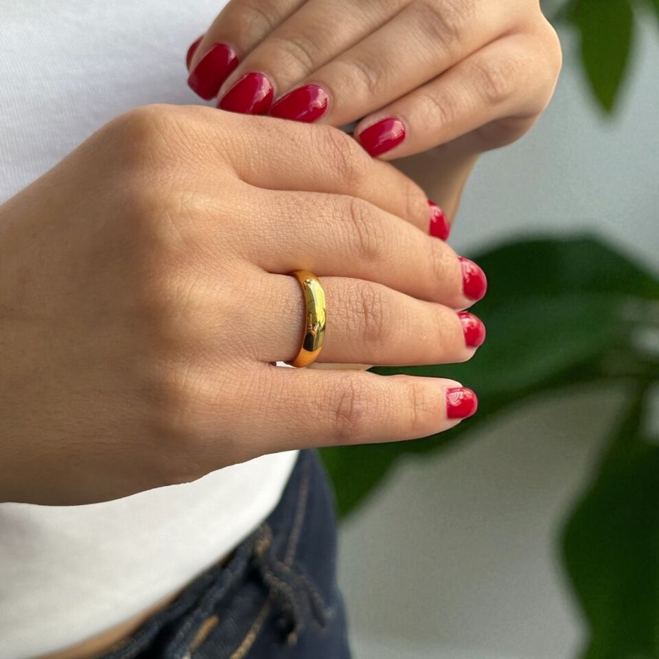 22 AYAR 4 MM KALINLIKTA İÇ DIŞ BOMBELİ ALYANS YÜZÜK