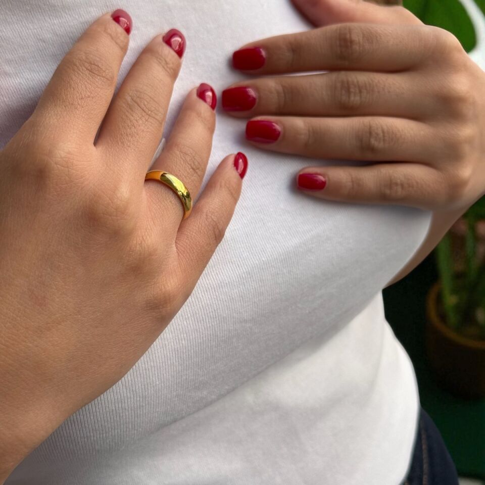 22 AYAR 4 MM KALINLIKTA İÇ DIŞ BOMBELİ ALYANS YÜZÜK