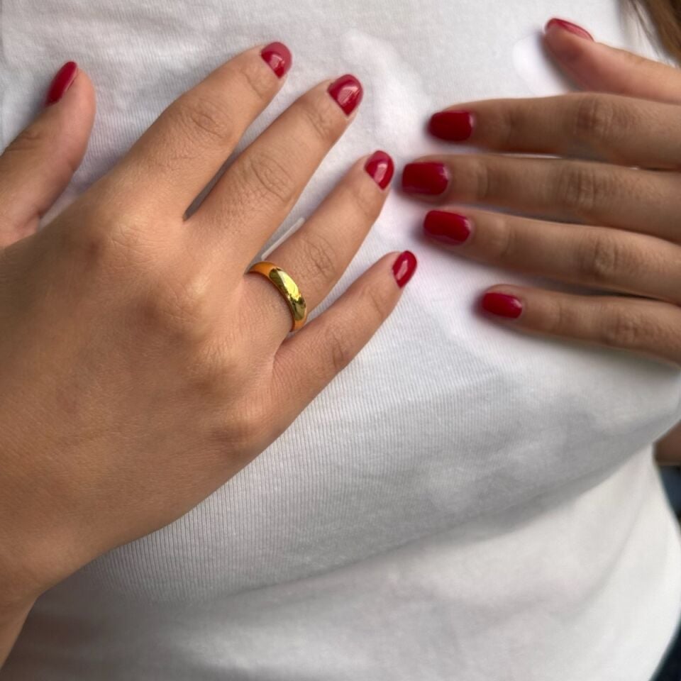 22 AYAR 4 MM KALINLIKTA İÇ DIŞ BOMBELİ ALYANS YÜZÜK