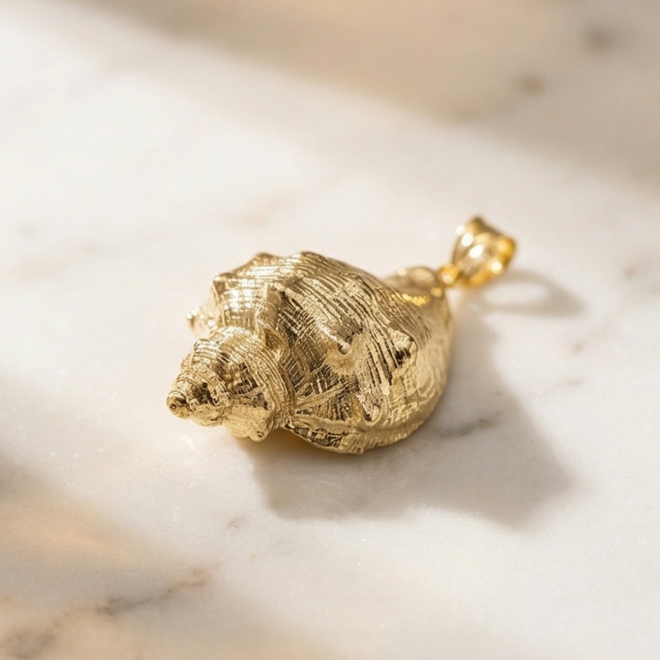 18 AYAR İTALYAN DENİZ KABUĞU ALTIN KOLYE UCU