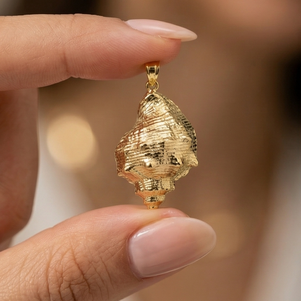 18 AYAR İTALYAN DENİZ KABUĞU ALTIN KOLYE UCU