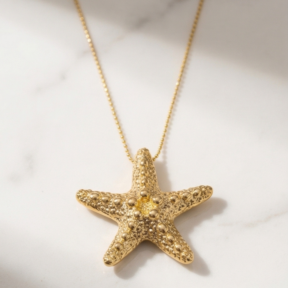 18 AYAR DENİZYILDIZI TOPTOP ZİNCİRLİ İTALYAN ALTIN KOLYE