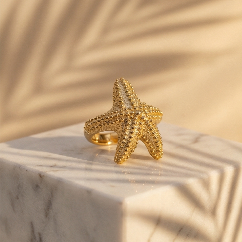 18 AYAR İTALYAN DENİZYILDIZI ALTIN YÜZÜK