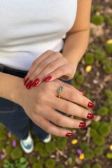 22 AYAR ÖZEL TASARIM AQUAMARİN RENGİ TAŞLI ALTIN YÜZÜK 19