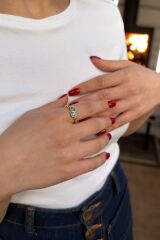 22 AYAR ÖZEL TASARIM AQUAMARİN RENGİ TAŞLI ALTIN YÜZÜK 19