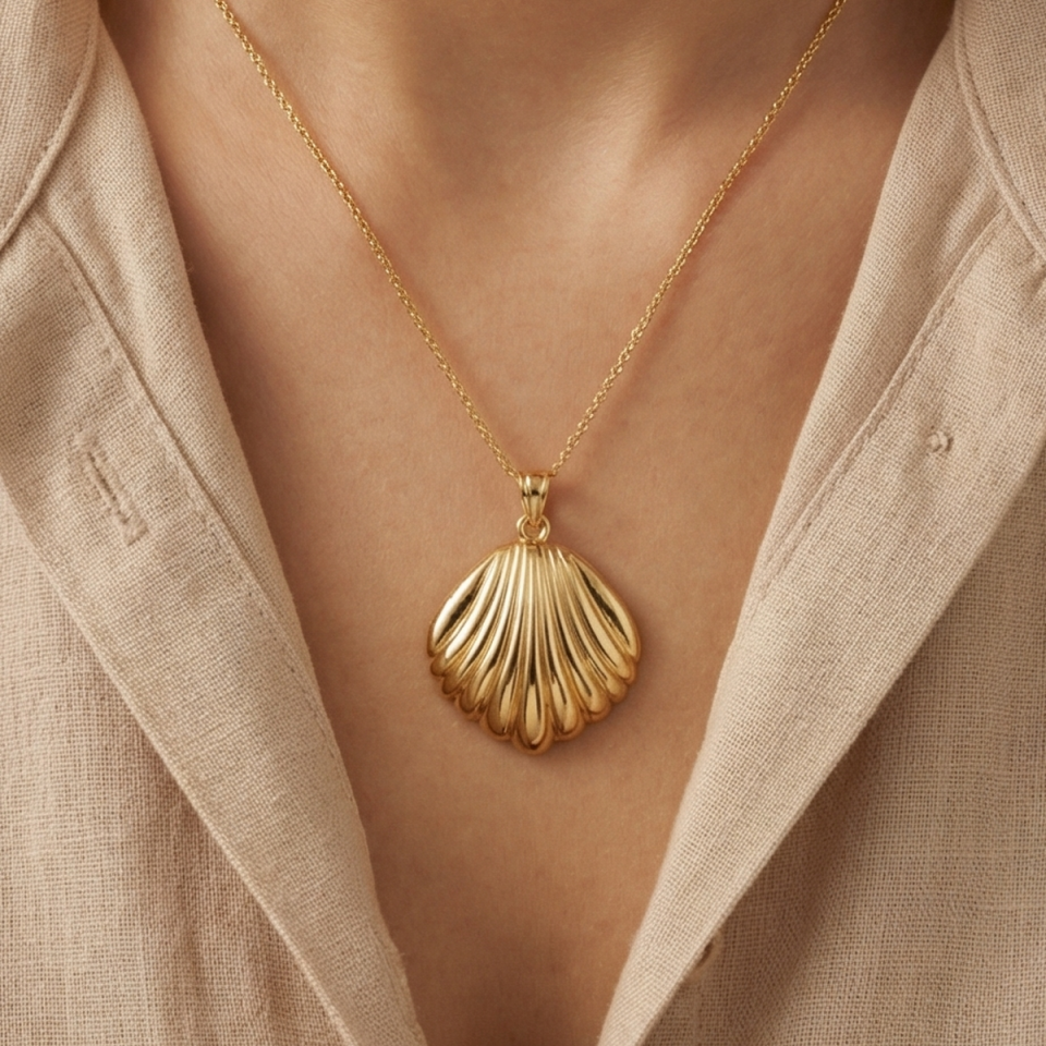 18 AYAR İTALYAN DENİZKABUĞU ALTIN KOLYE UCU