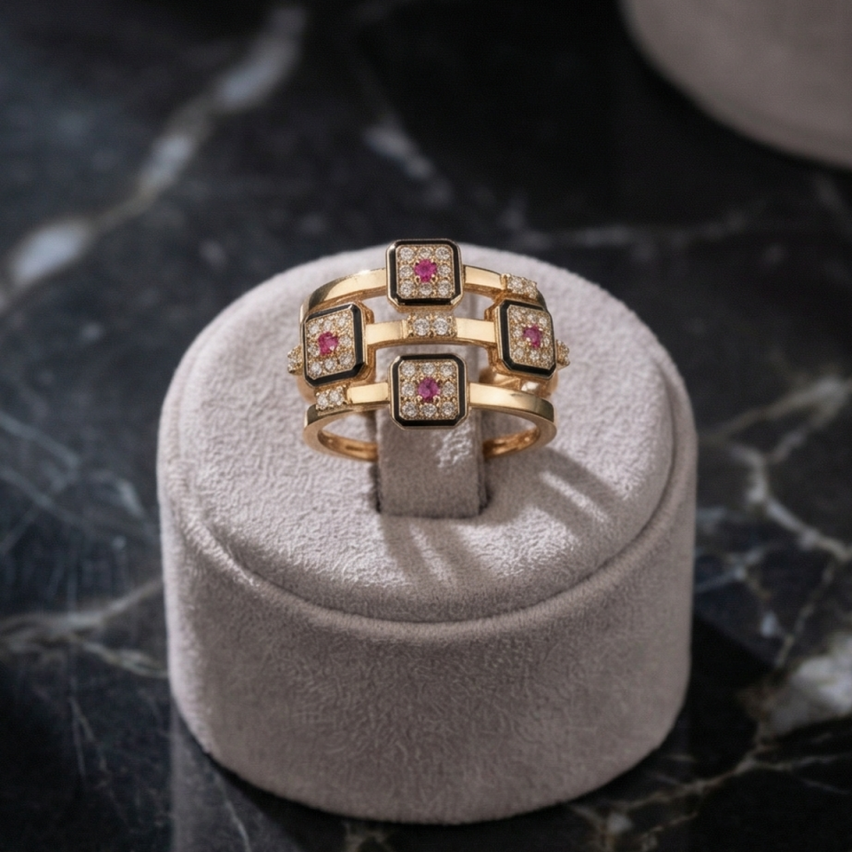 18 AYAR 0,44 CT PIRLANTA TAŞLI ROSE RENGİ ALTIN YÜZÜK
