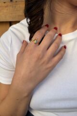 22 AYAR ÖZEL TASARIM AQUAMARİN RENGİ TAŞLI ALTIN YÜZÜK 16