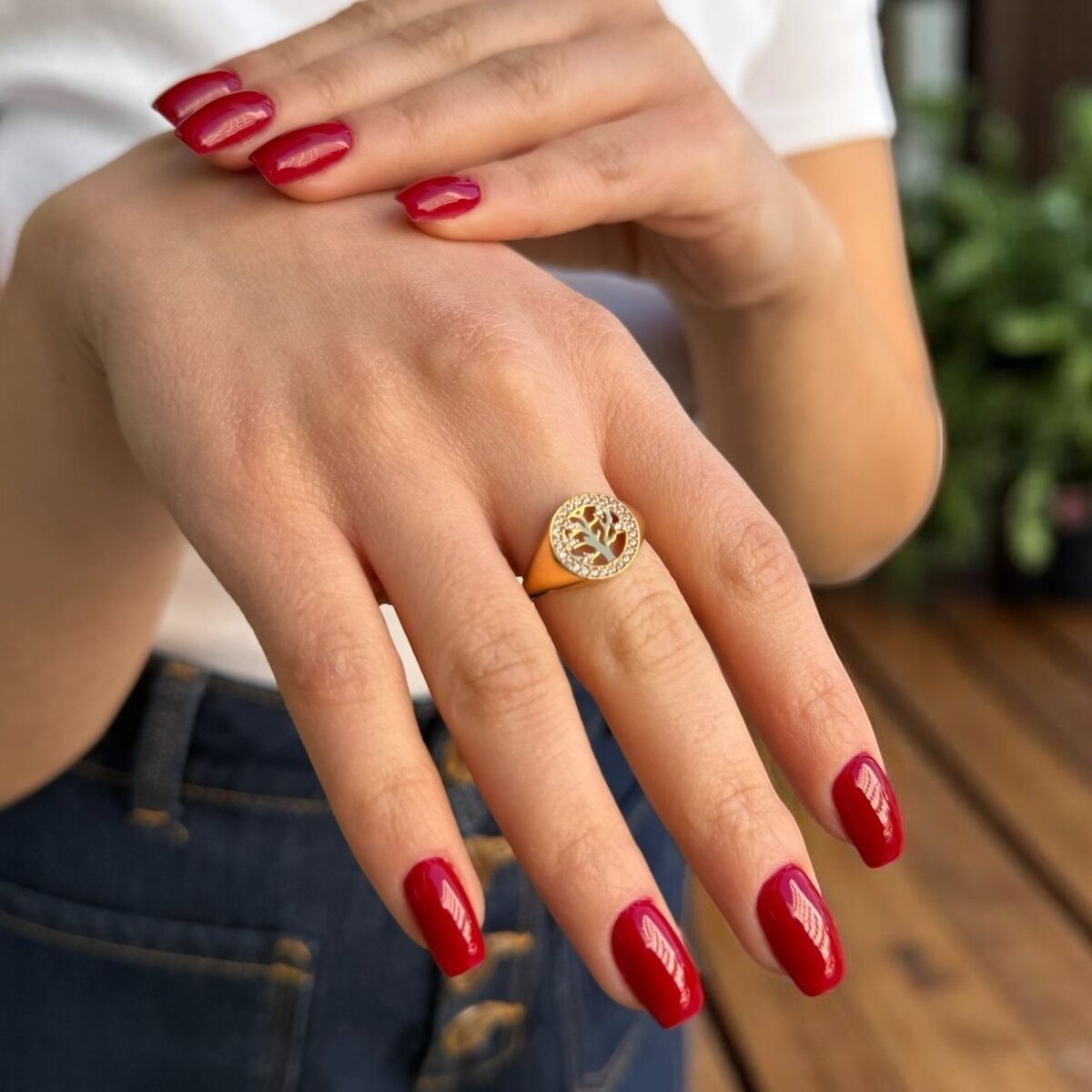 22 AYAR ÖZEL TASARIM HAYAT AĞACI ALTIN YÜZÜK