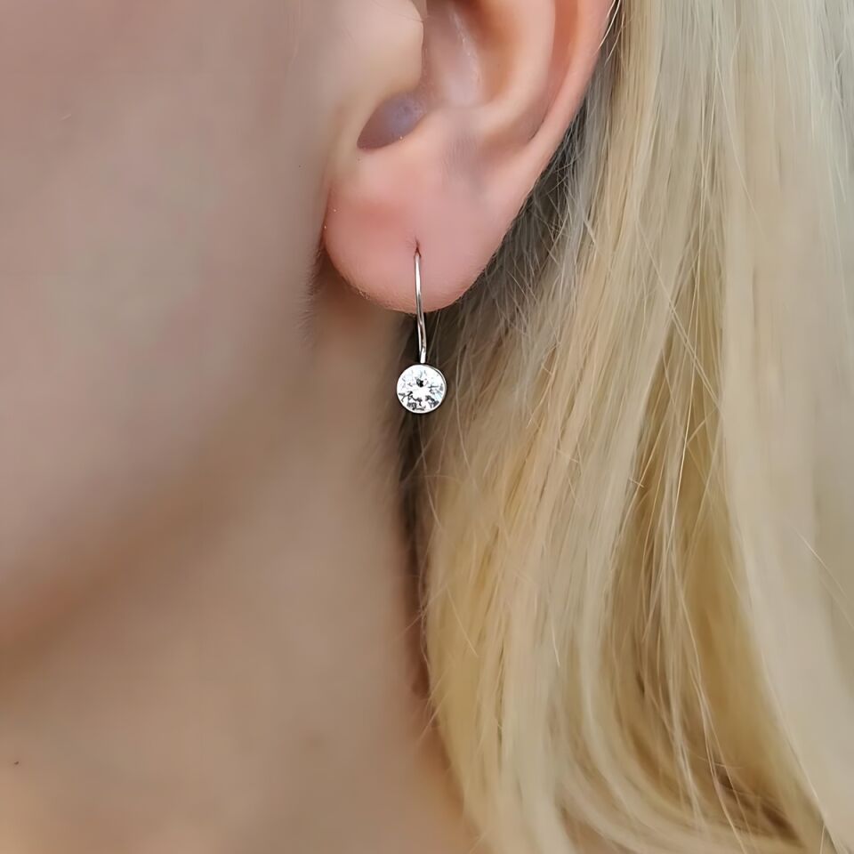 14 AYAR TEK TAŞ BEYAZ ALTIN KÜPE