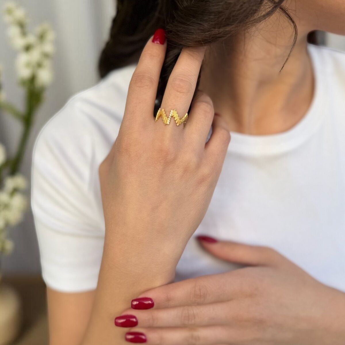 22 AYAR ZİKZAK TASARIM YÜZÜK