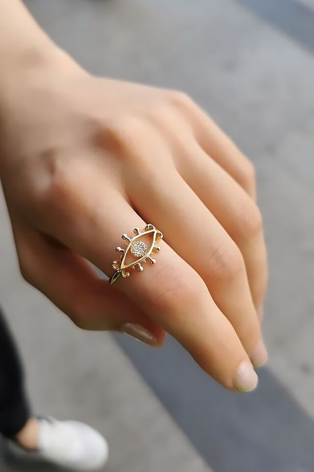 14 AYAR GÖZ MODEL VİNTAGE MODEL ALTIN YÜZÜK 19