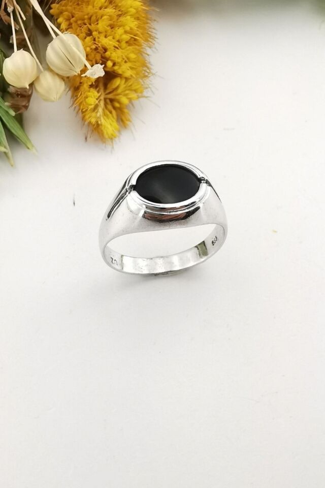 14 Ayar Siyah Oniks Taşlı Erkek Altın Yüzük 23