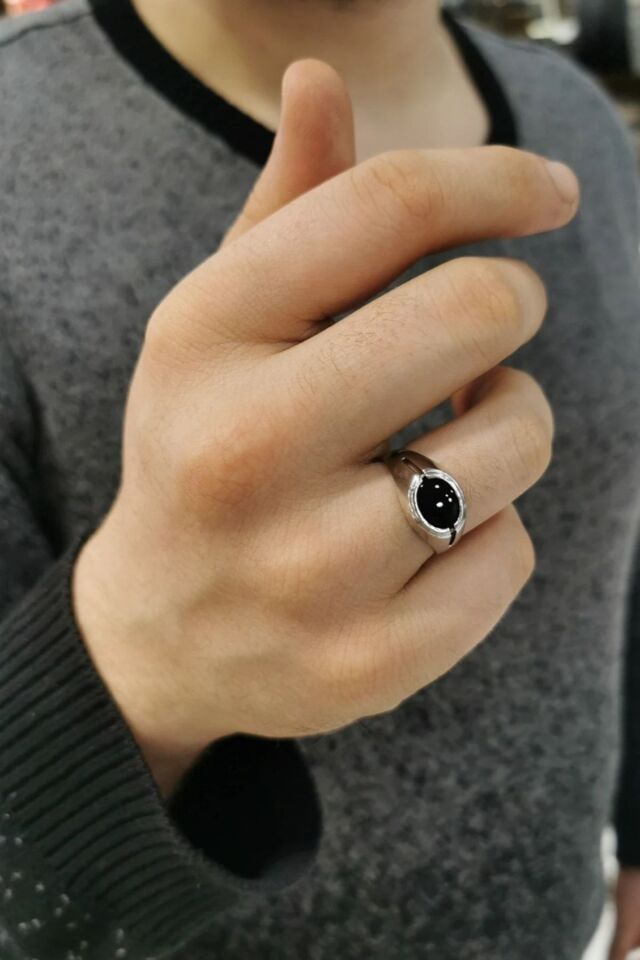 14 Ayar Siyah Oniks Taşlı Erkek Altın Yüzük 23