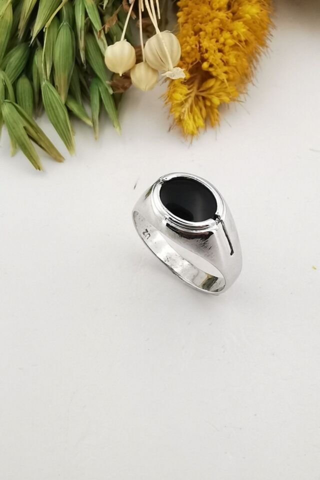 14 Ayar Siyah Oniks Taşlı Erkek Altın Yüzük 23