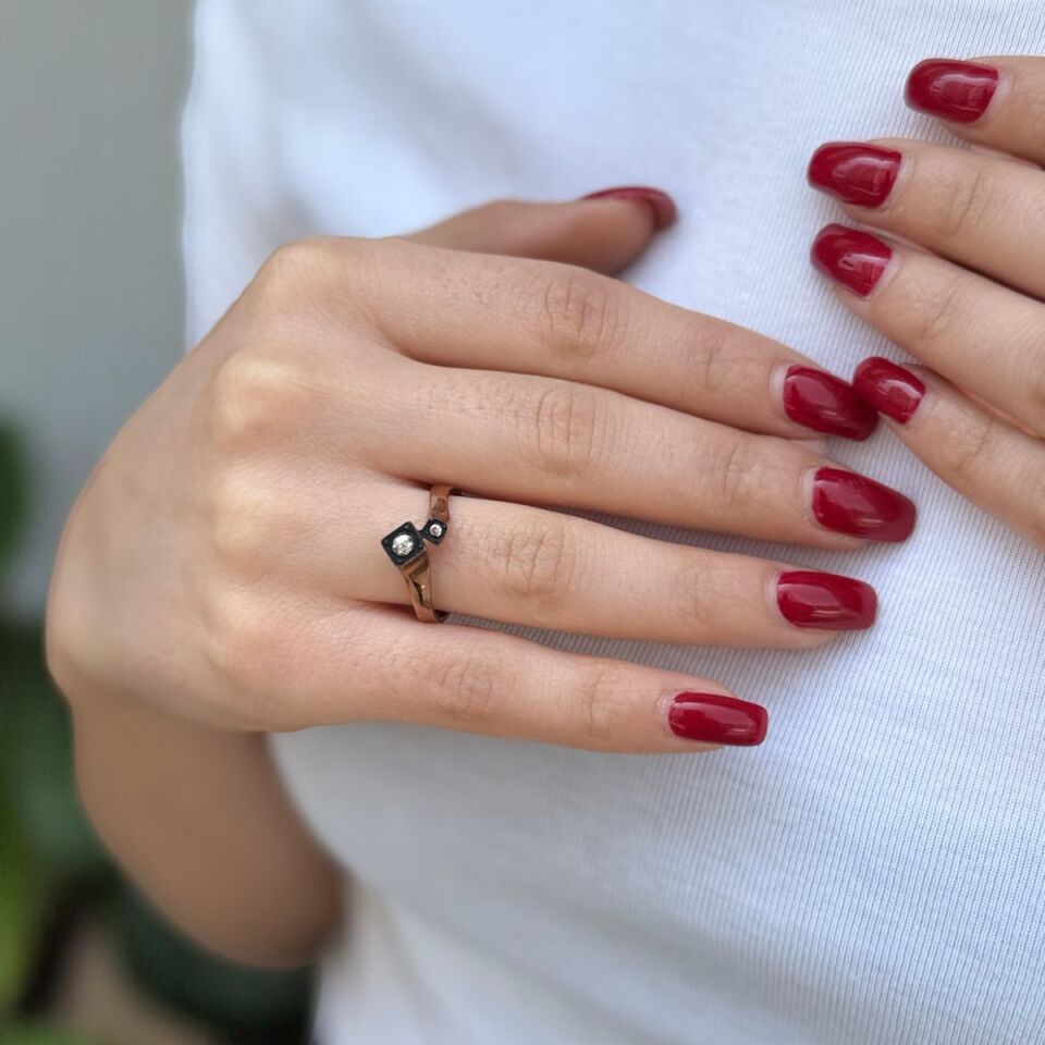 Düet Model Çift Taşlı Elmas Yüzük