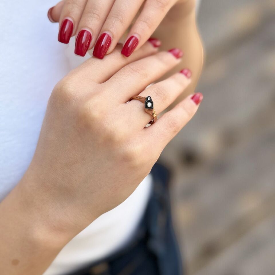 Düet Model Çift Taşlı Elmas Yüzük