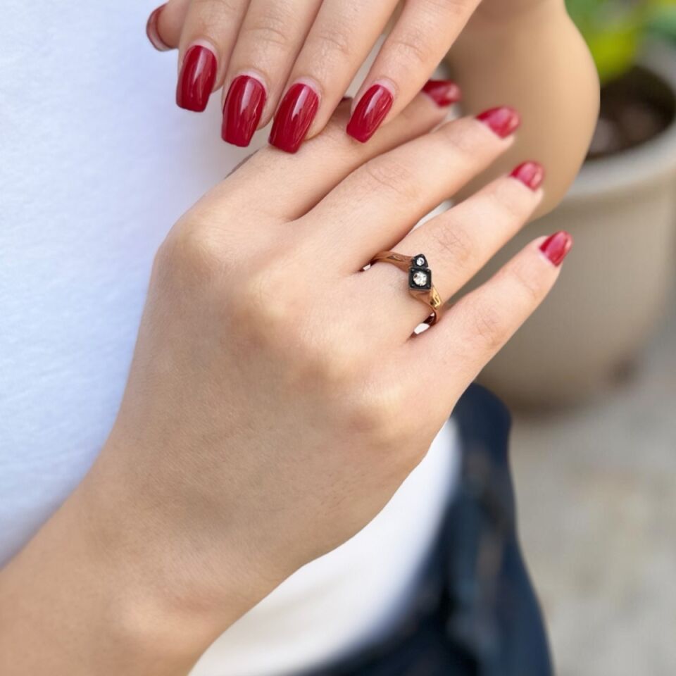 Düet Model Çift Taşlı Elmas Yüzük