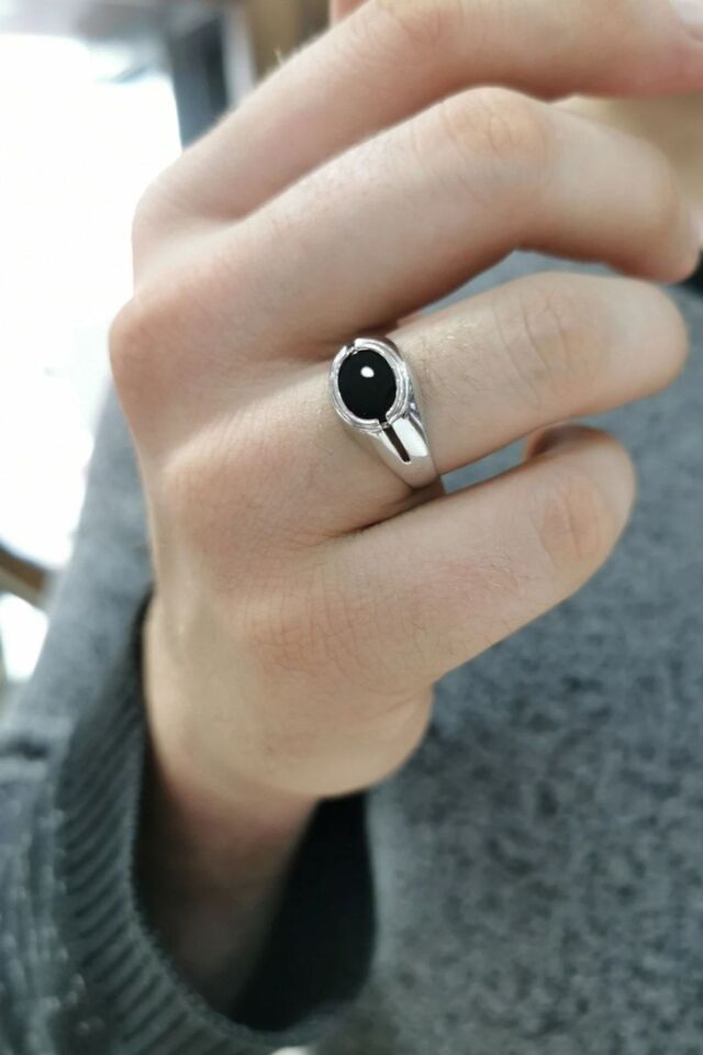 14 Ayar Siyah Oniks Taşlı Erkek Altın Yüzük 25