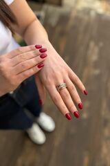 925 AYAR ROSE VE GÜMÜŞ RENGİ SARMAL İTALYAN YÜZÜK 19