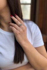 925 AYAR YONCA ŞEKLİNDE BAGET YÜZÜK 17