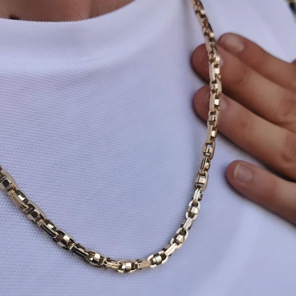 14 Ayar İtalyan Özel Tasarım Model Erkek Zincir