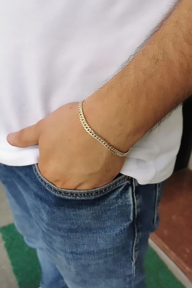 14 AYAR GURMET MODEL İTALYAN ALTIN ERKEK BİLEKLİK