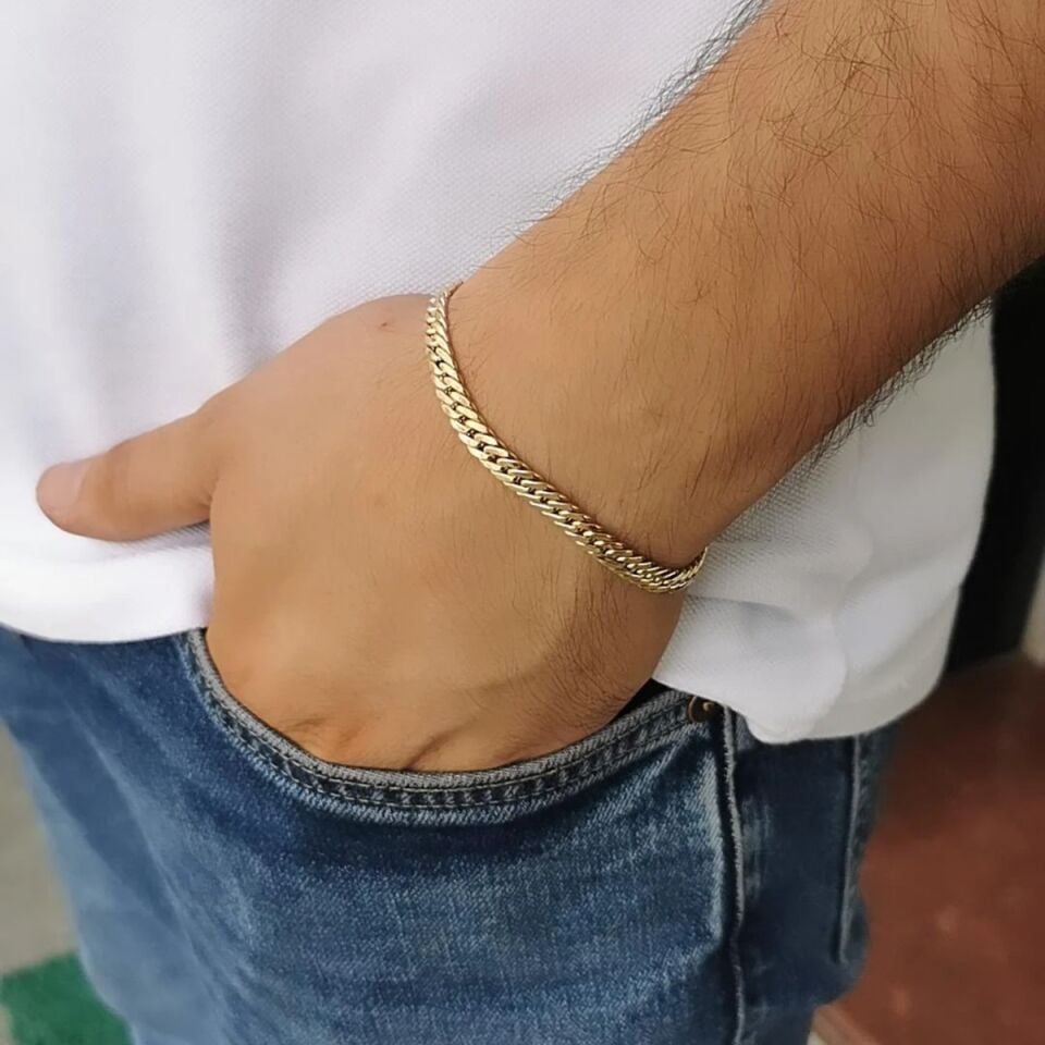 14 AYAR GURMET MODEL İTALYAN ALTIN ERKEK BİLEKLİK