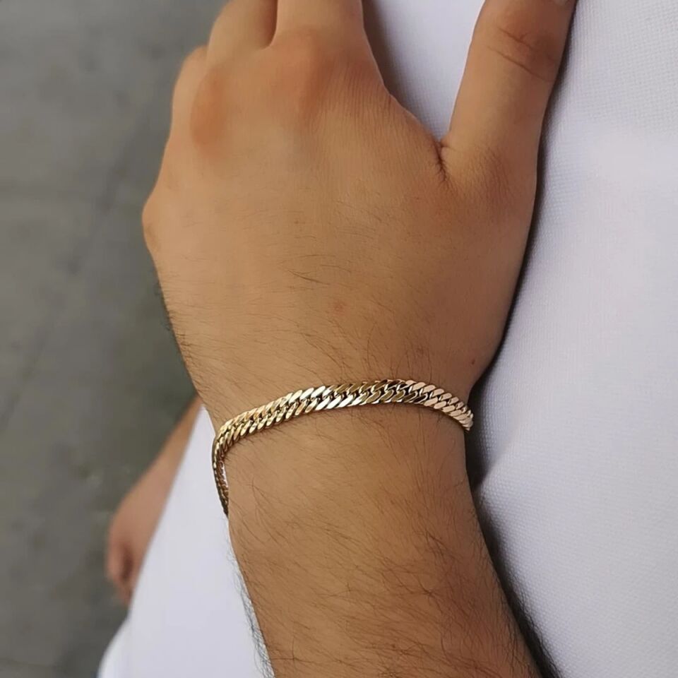 14 AYAR GURMET MODEL İTALYAN ALTIN ERKEK BİLEKLİK