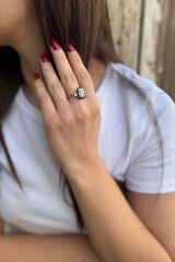 925 AYAR SİYAH MİNELİ BAGET İTALYAN YÜZÜK 17