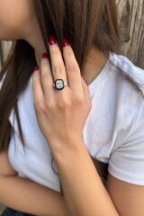 925 AYAR SİYAH MİNELİ BAGET İTALYAN YÜZÜK 17