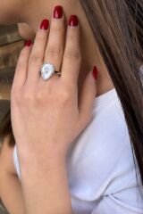 925 AYAR BEYAZ DAMLA SEDEF İTALYAN YÜZÜK 20