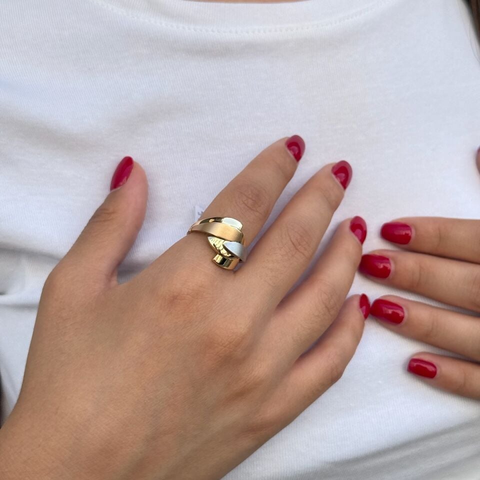 14 AYAR ÜÇ RENK TASARIM ALTIN YÜZÜK