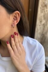 925 AYAR İTALYAN KUTUPYILDIZI ROSE RENGİ KÜPE