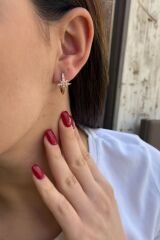 925 AYAR İTALYAN KUTUPYILDIZI ROSE RENGİ KÜPE