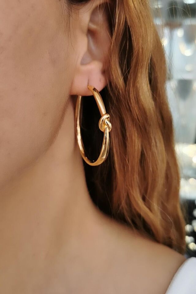 14 AYAR İTALYAN DÜĞÜM MODEL OVAL HALKA ALTIN KÜPE