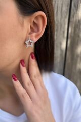 925 AYAR İTALYAN ROSE RENGİ TAŞLI YILDIZ KÜPE