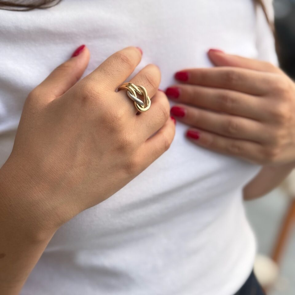 14 AYAR ÜÇ RENK TASARIM ALTIN YÜZÜK