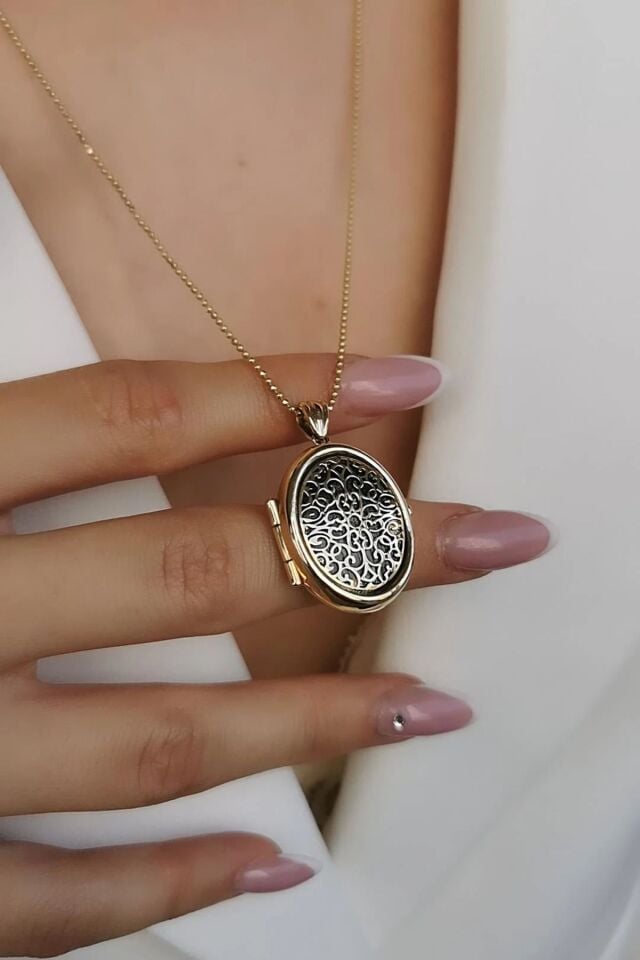 14 AYAR İTALYAN OVAL ÇERÇEVELİ ALTIN KOLYE