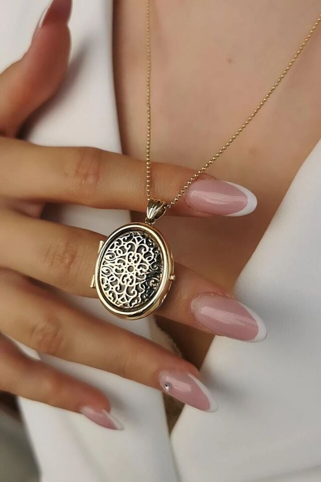 14 AYAR İTALYAN OVAL ÇERÇEVELİ ALTIN KOLYE