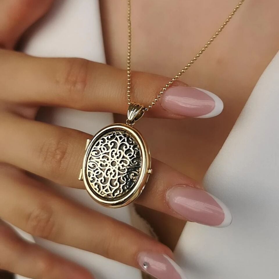 14 AYAR İTALYAN OVAL ÇERÇEVELİ ALTIN KOLYE