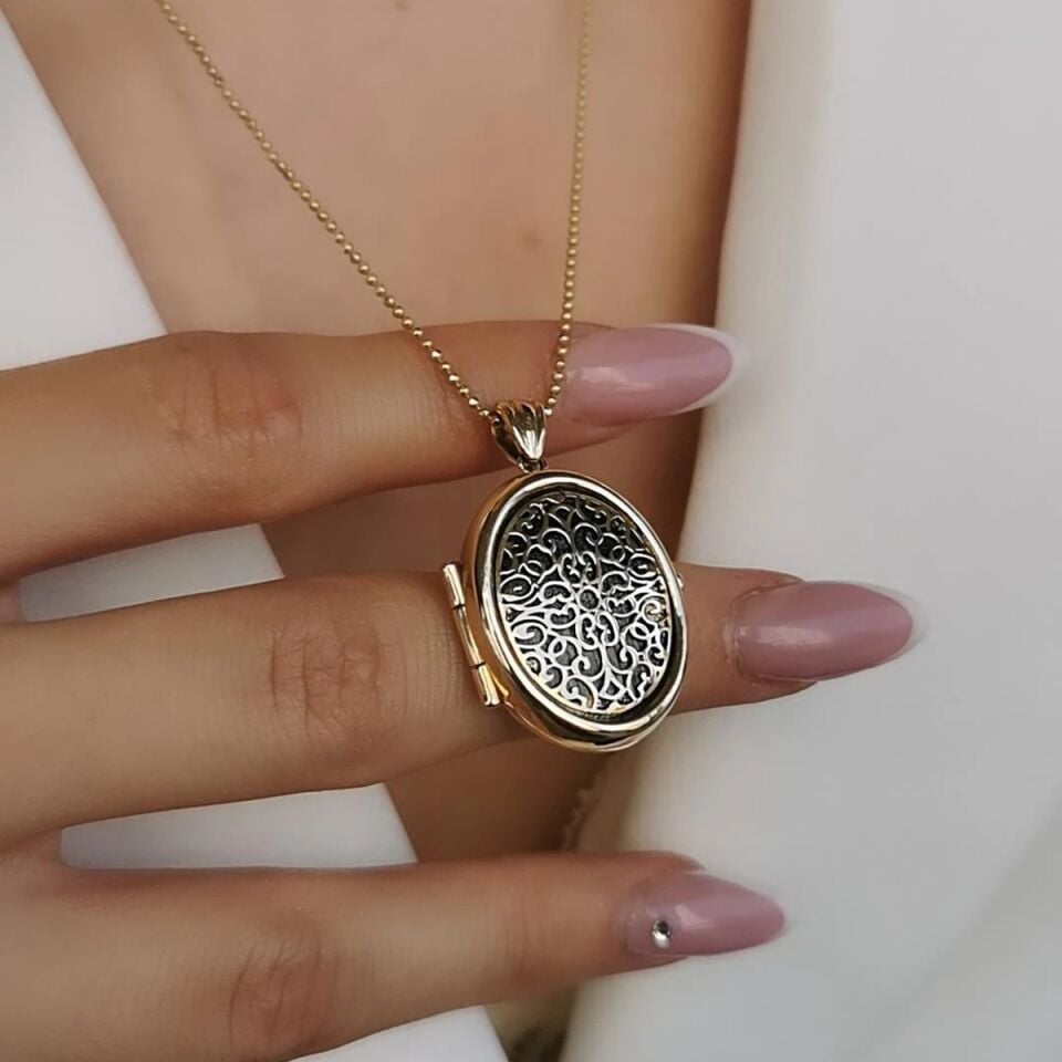 14 AYAR İTALYAN OVAL ÇERÇEVELİ ALTIN KOLYE UCU